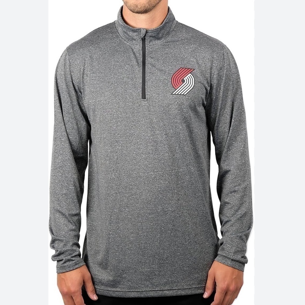 NBA Mens Blazer Pullover Size M Grey Long Sleeve Tee Henley